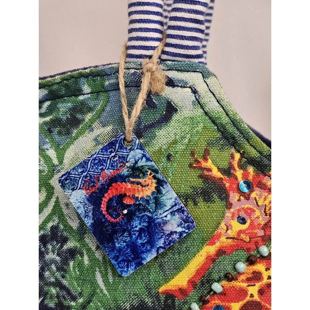 Paul Brent Seahorse Canvas Tote Bag Large Braided Shoulder Purse Beach Cruise - Picture 4 of 16